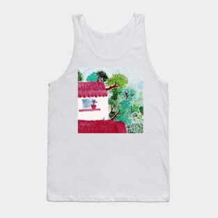 House in the forest, trees, watercolor Tank Top